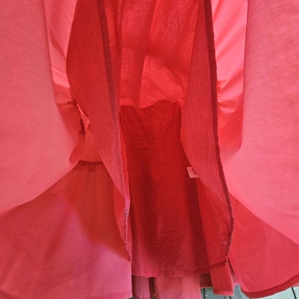 Nwot TCEC Pink Ruffle Tiered Cap Sleeve Babydoll Shift Dress w/Pockets - Picture 13 of 15